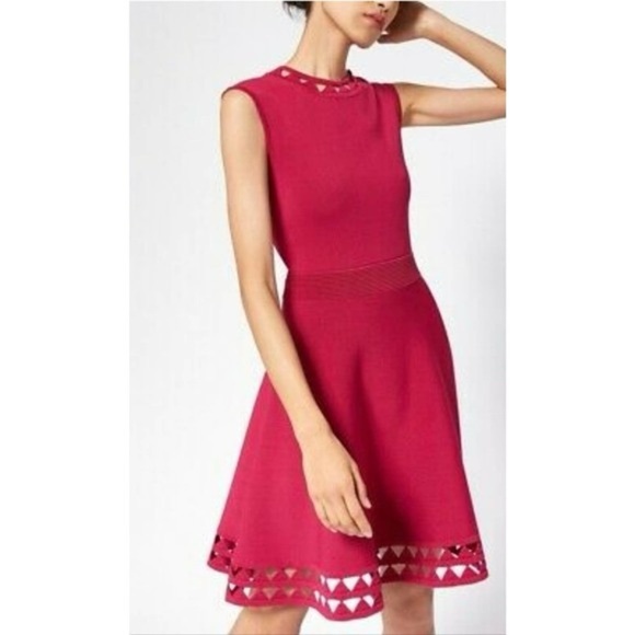 Ted Baker London Kathryn Cut Out Detail Elegant Sleeveless Pink Skater Dress - Picture 12 of 12